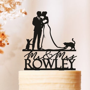 Wedding cake topper with cat, Cat Wedding Cake Topper, Mr and Mrs cake topper with cats, Couple wedding cake topper with cats,Two cats