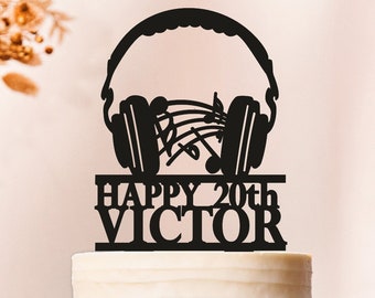 Headphones cake topper, Music birthday cake topper, birthday Cake Topper, Musical instrument, unique cake topper, funny cake topper