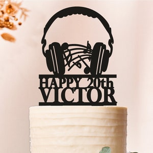 Headphones cake topper, Music birthday cake topper, birthday Cake Topper, Musical instrument, unique cake topper, funny cake topper (2186)