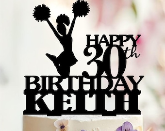 Personalized Cheerleader Birthday Cake Topper, Acrylic or Wood