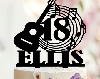 Acoustic Guitar Cake Topper, Personalized Music Birthday Party