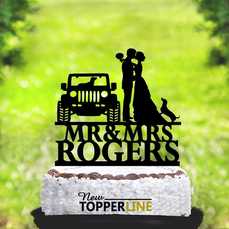 Jeep wedding cake topperjeep cake topperTopper with dogsoff Etsy