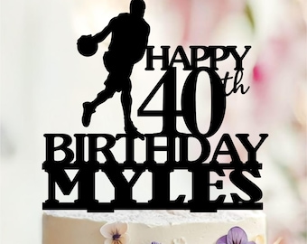 Personalized Basketball Birthday Cake Topper, Acrylic or Wood