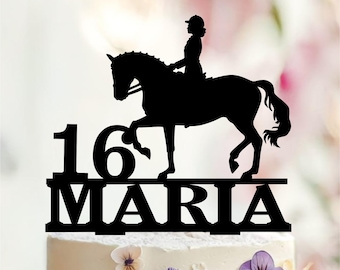 Personalized Horse Birthday Cake Topper, Equestrian Party Decor