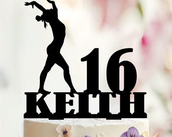 Personalized Gymnastics Birthday Cake Topper, Silhouette Gymnast