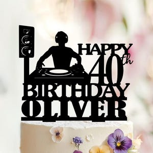 Personalized DJ Birthday Cake Topper, Music Theme Party