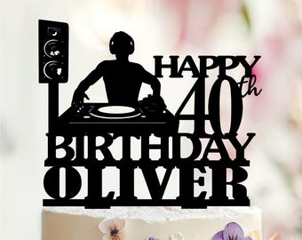 Personalized DJ Birthday Cake Topper, Music Theme Party