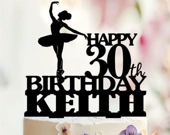 Ballerina Birthday Cake Topper, Custom Ballet Dancer Silhouette