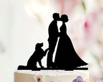 Decorazioni per torte nuziali con cani, Decorazione per torte nuziali, Decorazione per torte Mr e Mrs + cani, Decorazione per torte silhouette con due cani, Silhouette di cani