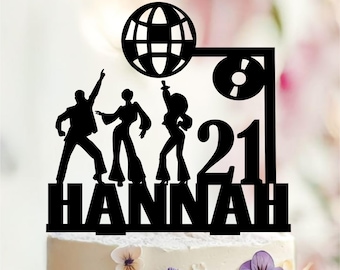 Personalized Disco Ball Cake Topper, 70s Theme Birthday Party