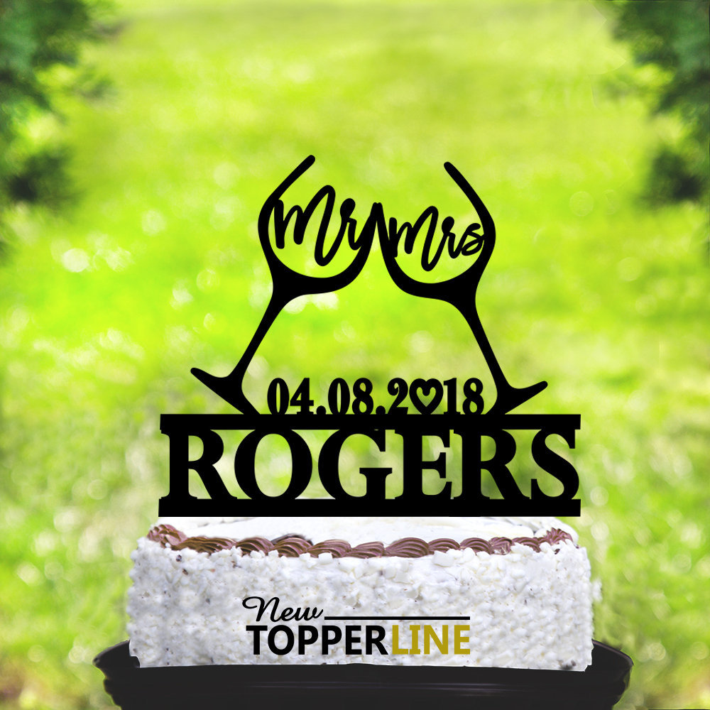 Wine glasses wedding cake topperGlasses toasting cake topper Etsy