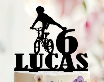 Personalized Mountain Bike Cake Topper, Kids Birthday Party
