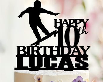 Personalized Skateboard Birthday Cake Topper, Extreme Sports