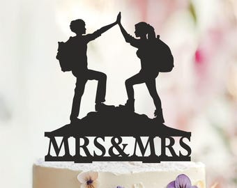 Mountain Climbers Cake Topper, Mrs and Mrs Lesbian Wedding