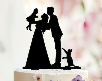Custom Family Wedding Cake Topper with Kids