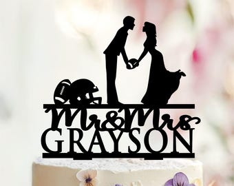 Personalized American Football Wedding Cake Topper