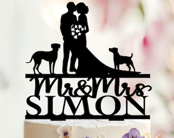 Dogs Wedding Cake Topper, Bride and Groom, Dog Silhouette