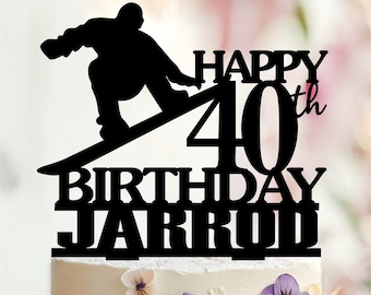 Personalized Snowboarder Birthday Cake Topper, Winter Sports Party