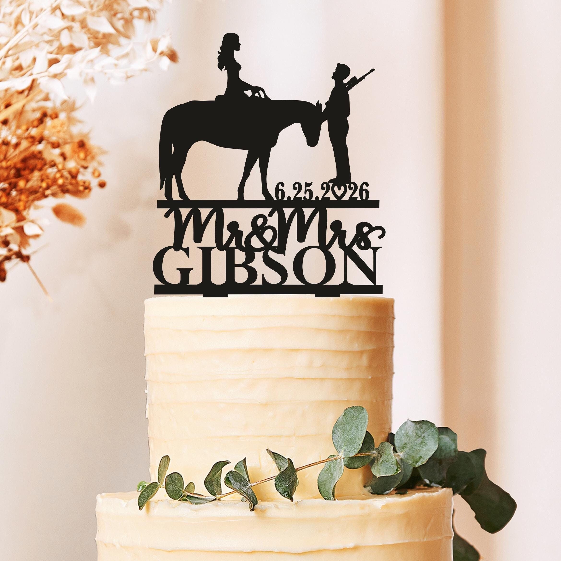 LOVENJOY Hochzeits-Cake-Topper "The Hunt Is Over" – Acryl Mit Hirsch-Design, 15x13,7 Cm, Matt, In Geschenkbox