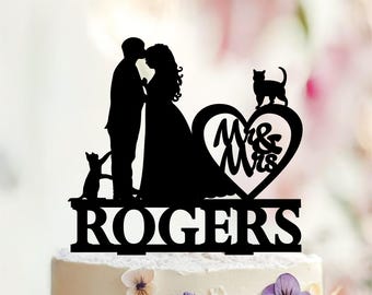 Plus Size Bride Wedding Cake Topper, Mr & Mrs, Custom Last Name