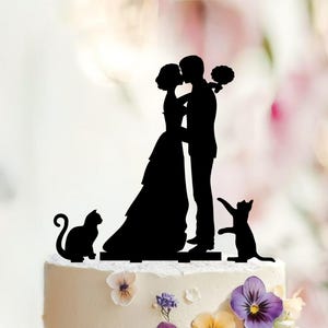 Cake topper with cats,silhouette cake topper with two cats,cats cake topper,wedding cake topper with cats,cake topper cats,Cat wedding