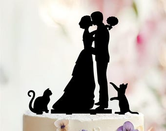 Cake topper with cats,silhouette cake topper with two cats,cats cake topper,wedding cake topper with cats,cake topper cats,Cat wedding