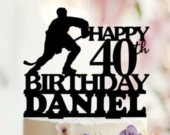 Personalized Hockey Player Birthday Cake Topper