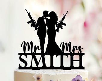 Gun Rifle Wedding Cake Topper, Funny Hunting Theme