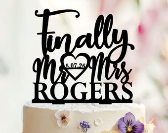 Mr and Mrs Cake Topper,Finally Cake Topper,Finally Mr and Mrs,Wedding Cake Topper,Custom Cake Topper,Cake Topper,Glitter Cake Topper