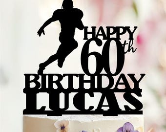 Custom American Football Player Birthday Cake Topper