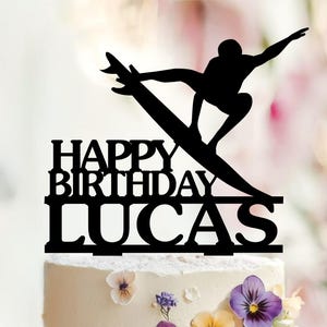 Adorno para tarta de cumpleaños de surfista personalizado, decoración para fiesta en la playa