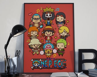 One Piece Wall Art, Monkey D Luffy Poster, One Piece Luffy, One Piece Manga, One Piece Art, One Piece Decor, Anime Poster, One Piece Chibi