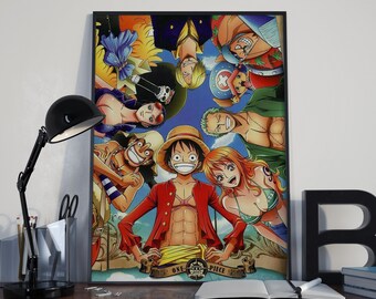 One Piece Wall Art, Monkey D Luffy Poster, One Piece Luffy, One Piece Manga, One Piece Art, One Piece Decor, Anime Poster, Pirate Team