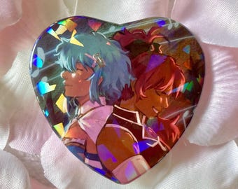 Kyouko x Sayaka Heart Button Badge