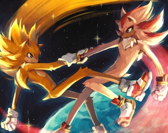 Super Sonic and Shadow A4 Print