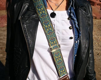 Jacquard Guitar Strap for Handbag, Leather Purse Strap, Adjustable Crossbody
