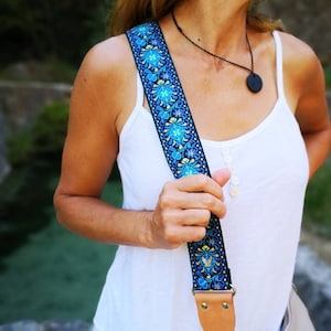 Geldbörse Gurt, Boho Taschengurt, Crossbody Gurt für Geldbörsen, Geldbörse Gurt, Vintage Jacquard Bohemia Muster Leinwand Gitarrengurt