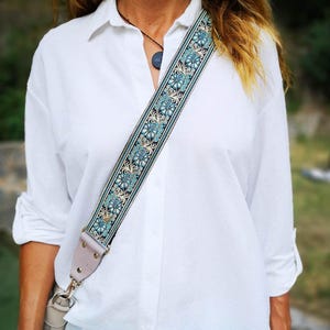 Bandoulière bleue, bandoulière pour guitare, bandoulière pour sac à bandoulière, bandoulière réglable, bandoulière large, sac à main non inclus