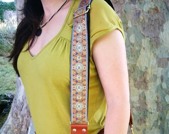 Correa de guitarra jacquard hecha a mano para bolso, correa ajustable para bolso