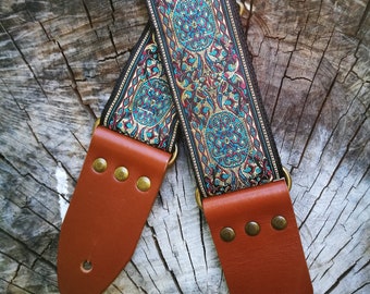 Guitar Strap << Guitar Strap in Vintage and Folk Style >> Mythical Guitar Strap 60s << For acoustic, electric, bass guitar