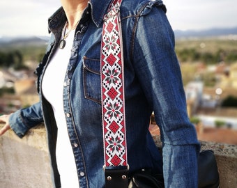 Handbag strap style guitar strap, accessory for purse, bag and messenger bag, ethnic strap purse, Replacement strap &lt;&lt;Purse NOT Included&gt;&gt;