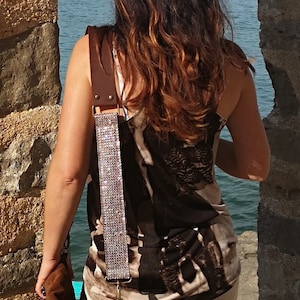 Shiny bag strap, Strap mixed with leather and pink gold extra glamorouso, Handbag strap, crossbody strap, shoulder strap for bag