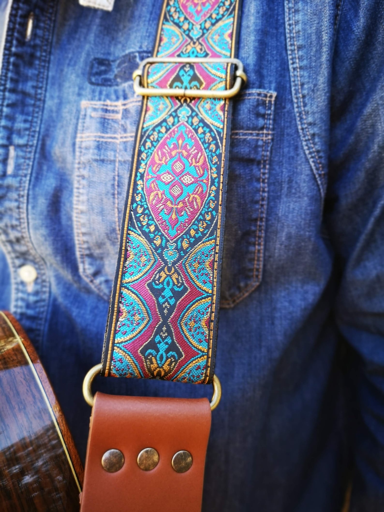 Guitar Strap Guitar Strap in Vintage and Folk Style Mythical Etsy