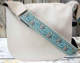 Leren crossbodytas met verwisselbare gitaarriemen. Gitaarband portemonnee, crossbody tas, schouderband met portemonnee, lederen tas dames