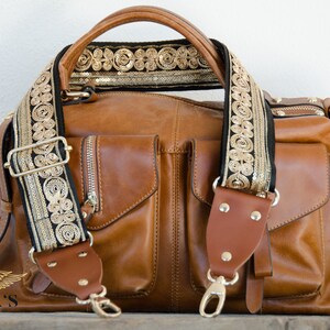 Goldener Taschengurt mit Paillettendetails, bestickter Crossbody-Riemen, Riemen für Geldbörsen, Taschengurte, austauschbarer verstellbarer Schultergurt