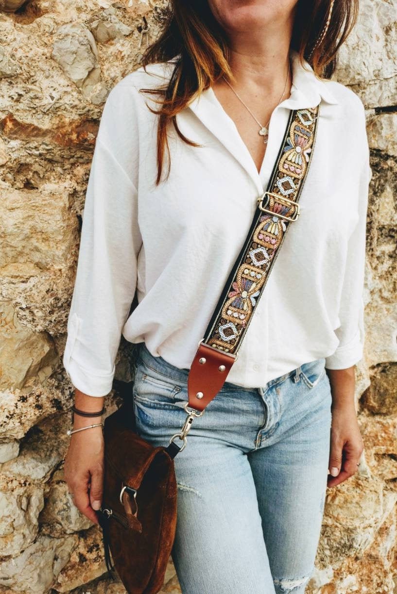 Bag and Guitar Strap With Sequin Details. Handbag Strap, Crossbody Bag,  Shoulder Strap With Handbag, Crossbody Purse. -  Israel