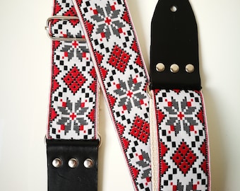 Guitar Strap << Guitar Strap in Vintage and Folk Style >> Mythical Guitar Strap 60s << For acoustic, electric, bass guitar