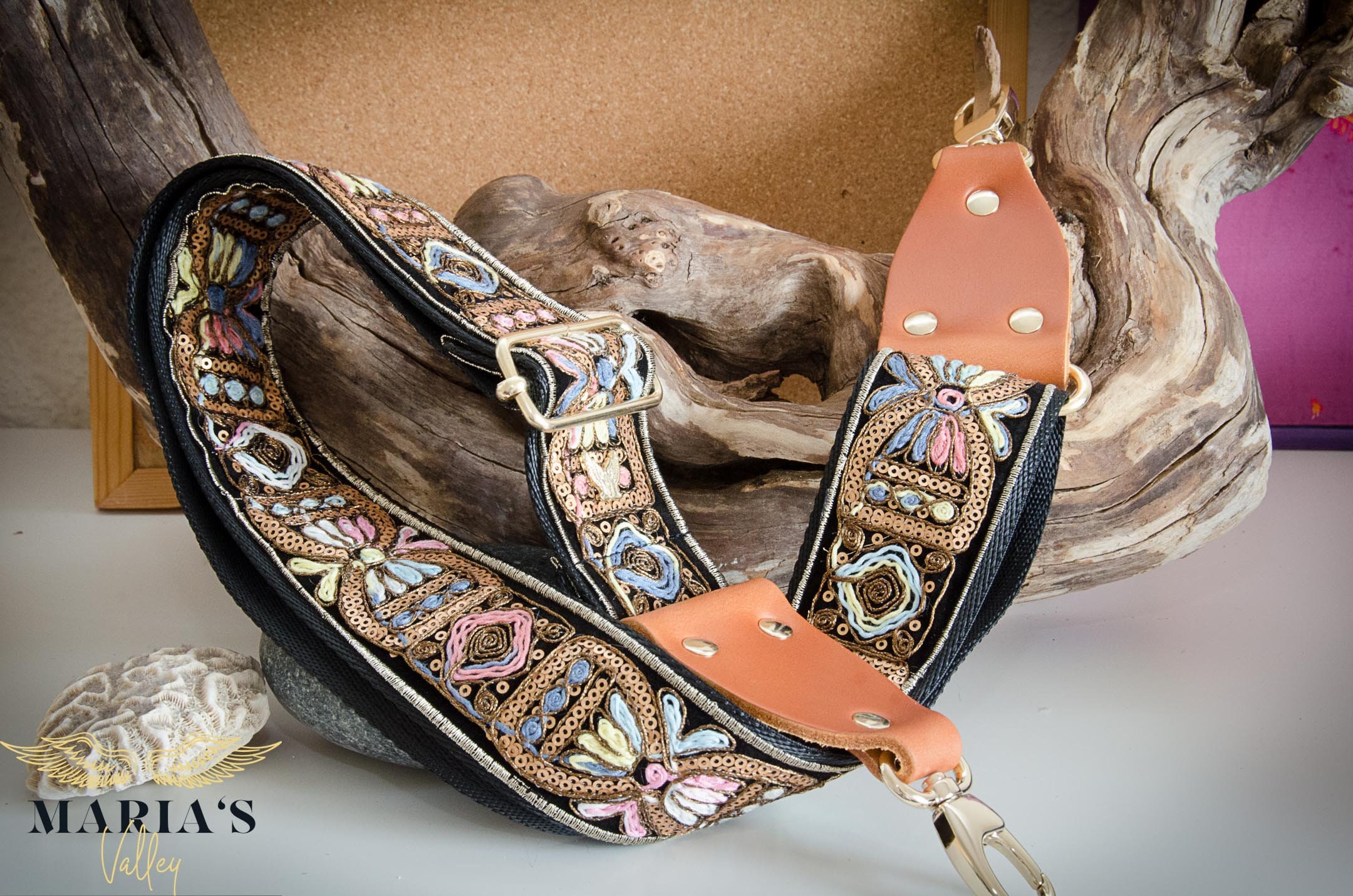 Guitar strap purse with sequin details. Handbag strap Etsy