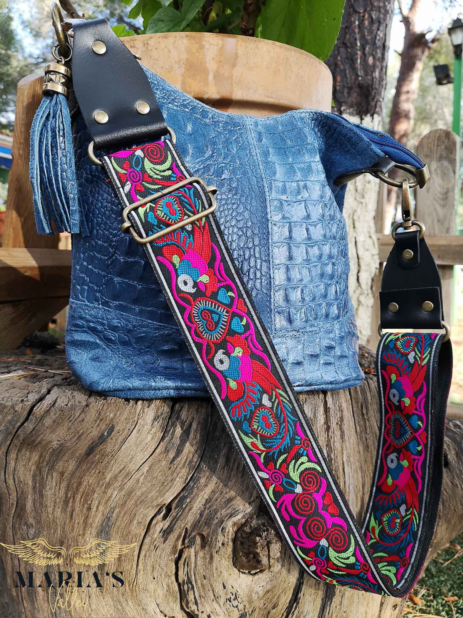 Purse Strap Replacement Guitar Style Multicolor Canvas Crossbody Strap for  Handbags (25#)