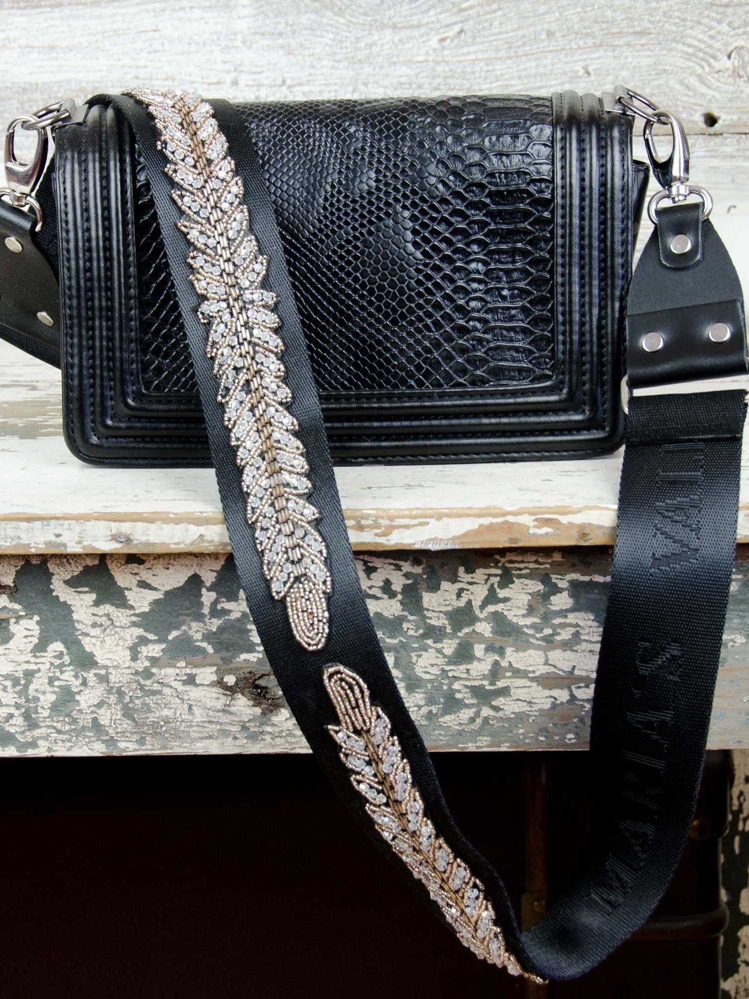 chanel black bag strap